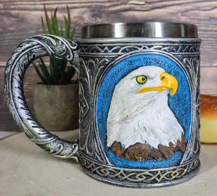 ebros gift Patriotic Surveyor Majestic Bald Eagle Head Coffee Mug With Celtic Knotwork