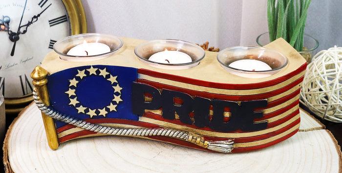 ebros gift Patriotic Union Stars American Pride Flag 3 Tea Light Votives Candle Holder