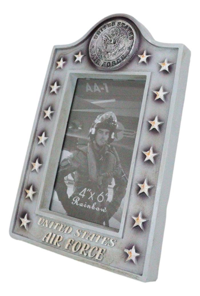 Ebros Gift Patriotic United States Air Force Eagle Rank Stars Memorial 4"x6" Picture Frame