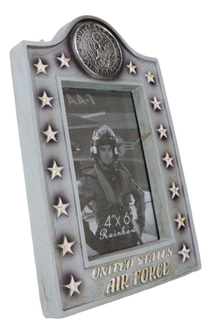 Ebros Gift Patriotic United States Air Force Eagle Rank Stars Memorial 4"x6" Picture Frame