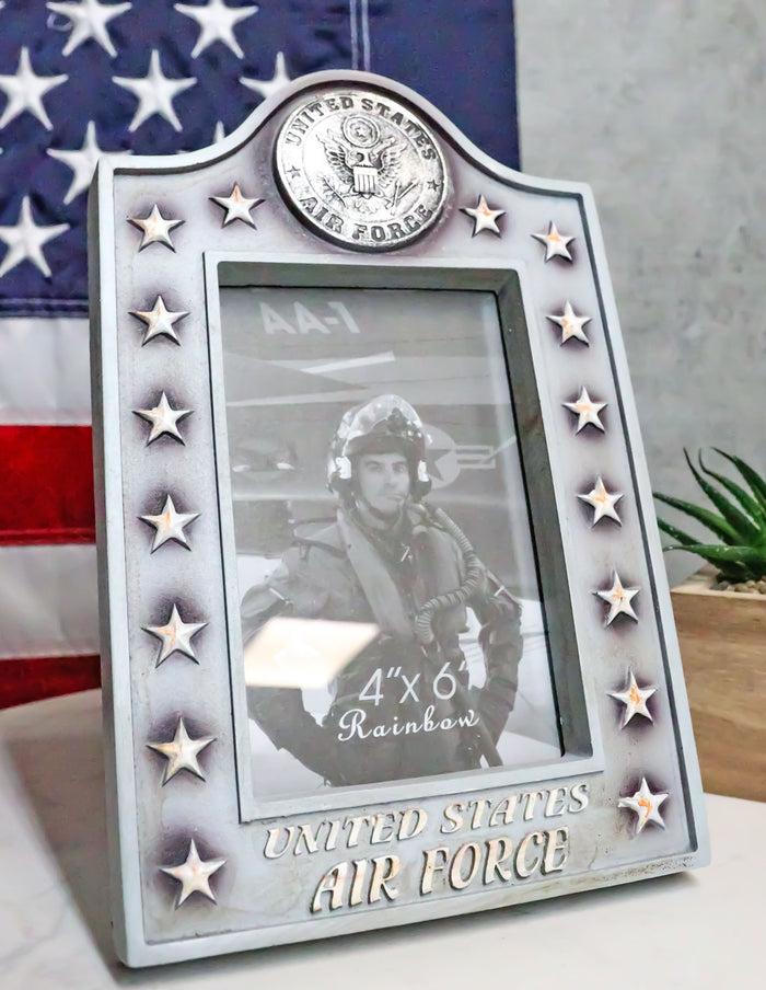 ebros gift Patriotic United States Air Force Eagle Rank Stars Memorial 4"x6" Picture Frame