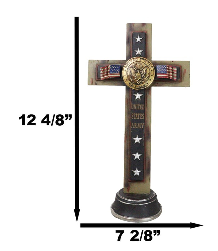 Ebros Gift Patriotic United States Army Medallion Flags And Stars Memorial Standing Cross
