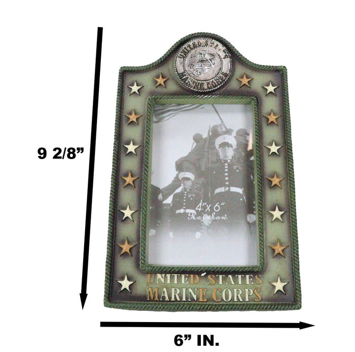 Ebros Gift Patriotic United States Marine Eagle Seal Rank Stars Memorial 4x6 Picture Frame