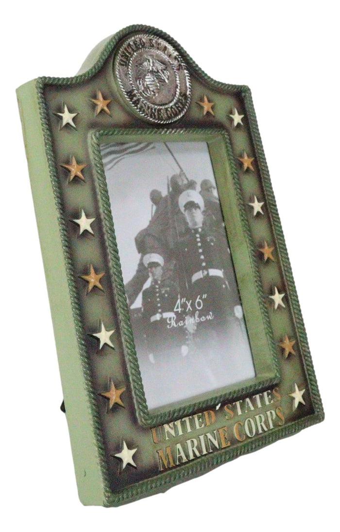Ebros Gift Patriotic United States Marine Eagle Seal Rank Stars Memorial 4x6 Picture Frame