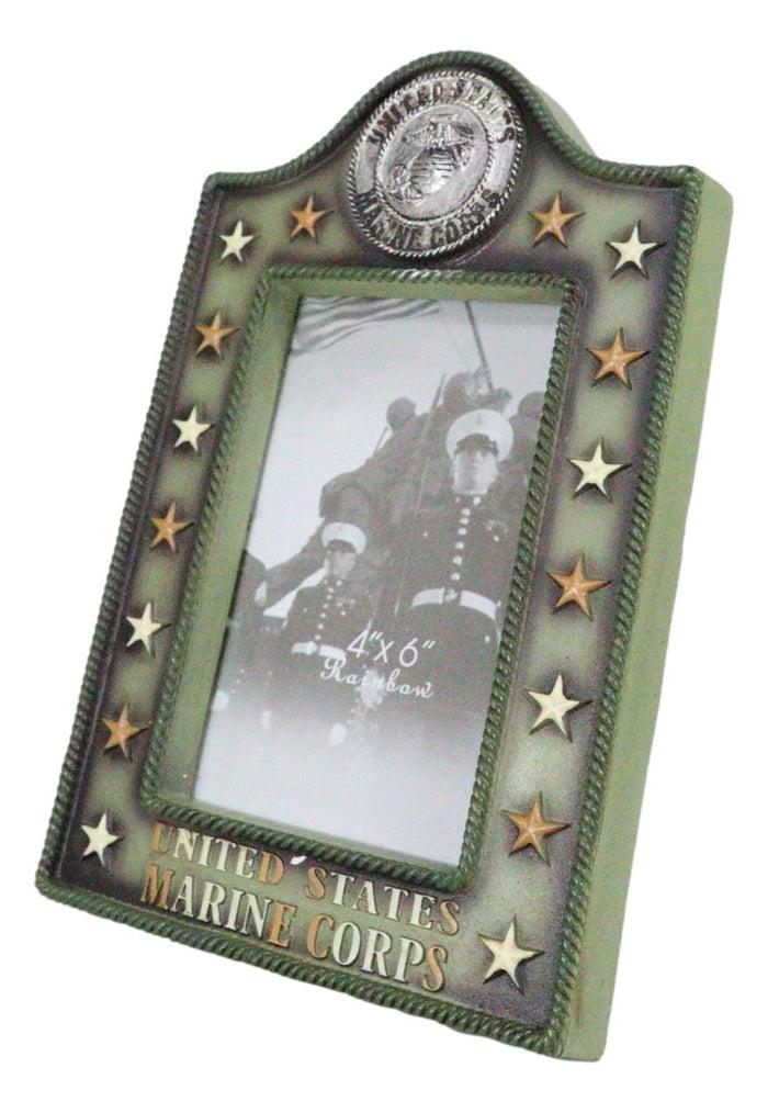 Ebros Gift Patriotic United States Marine Eagle Seal Rank Stars Memorial 4x6 Picture Frame