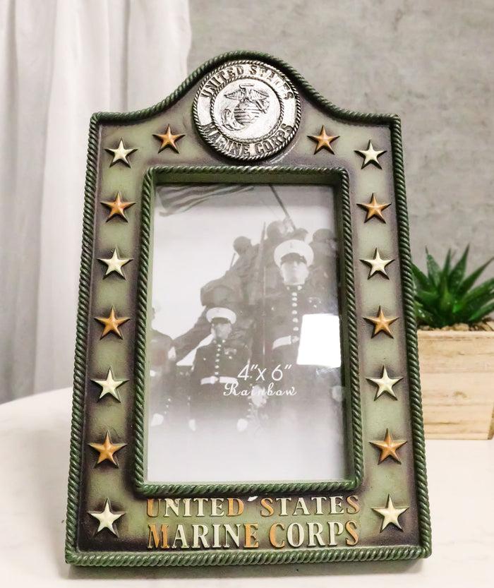 ebros gift Patriotic United States Marine Eagle Seal Rank Stars Memorial 4x6 Picture Frame