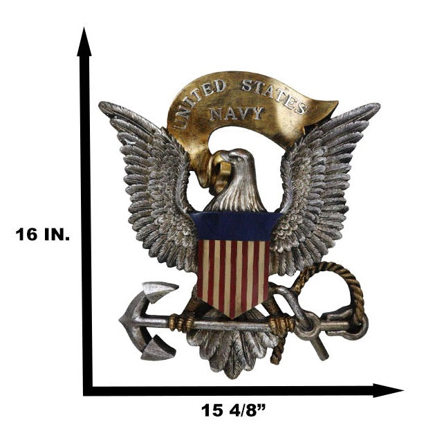 Ebros Gift Patriotic United States Navy Bald Eagle Flag Crest Ship Anchor Wall Decor Plaque
