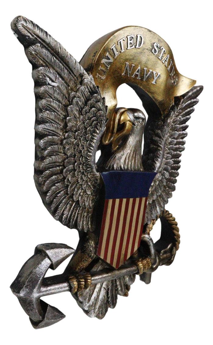 Ebros Gift Patriotic United States Navy Bald Eagle Flag Crest Ship Anchor Wall Decor Plaque