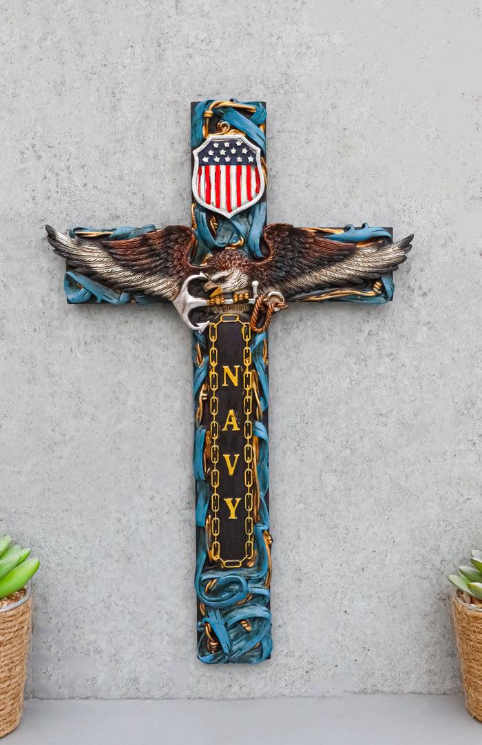 ebros gift Patriotic United States Navy With Eagle Clutching Anchor Decorative Wall Cross