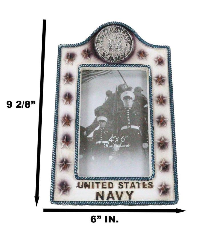Ebros Gift Patriotic United States Sailor Navy Eagle Rank Stars Memorial 4x6 Picture Frame