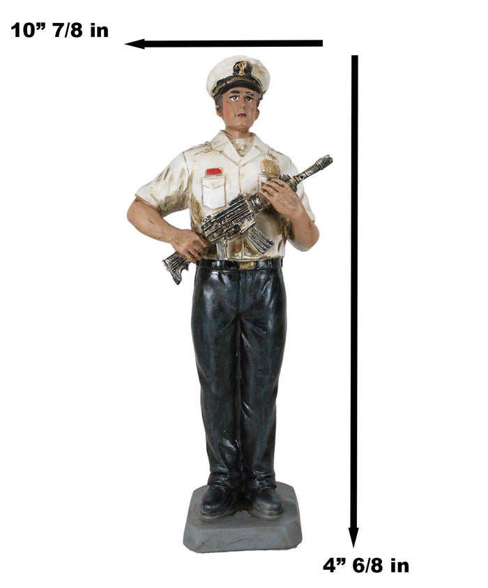 Ebros Gift Patriotic US Military Modern Navy Sailor In Uniform Carrying A Rifle Figurine