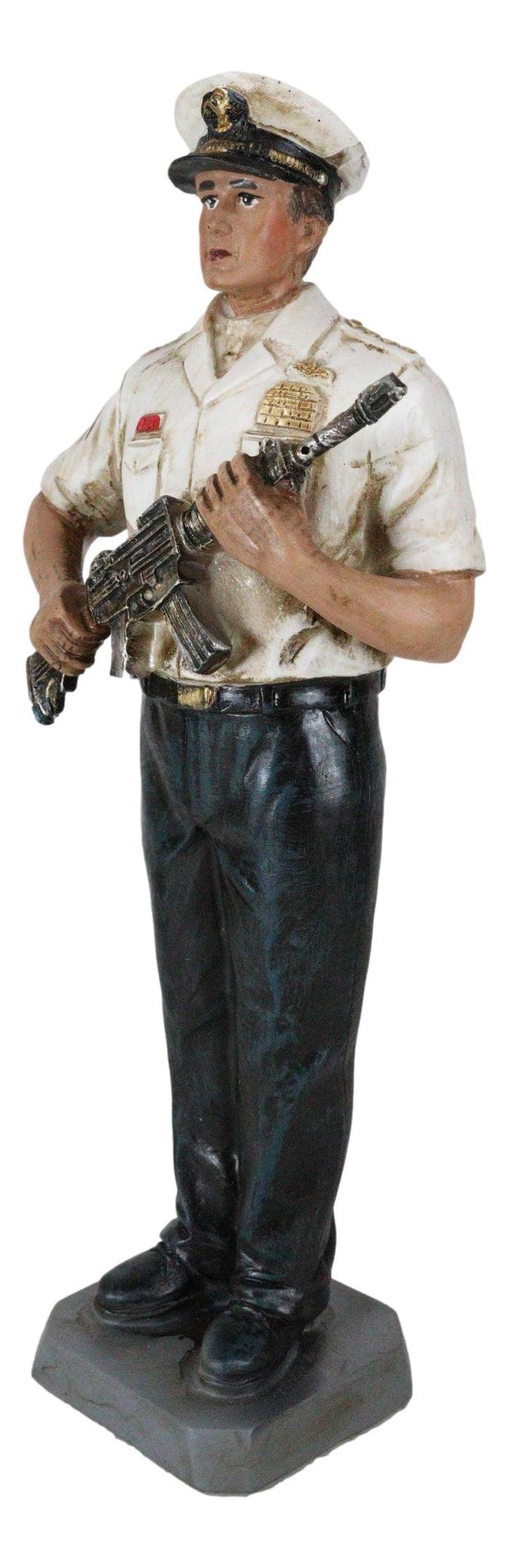 Ebros Gift Patriotic US Military Modern Navy Sailor In Uniform Carrying A Rifle Figurine