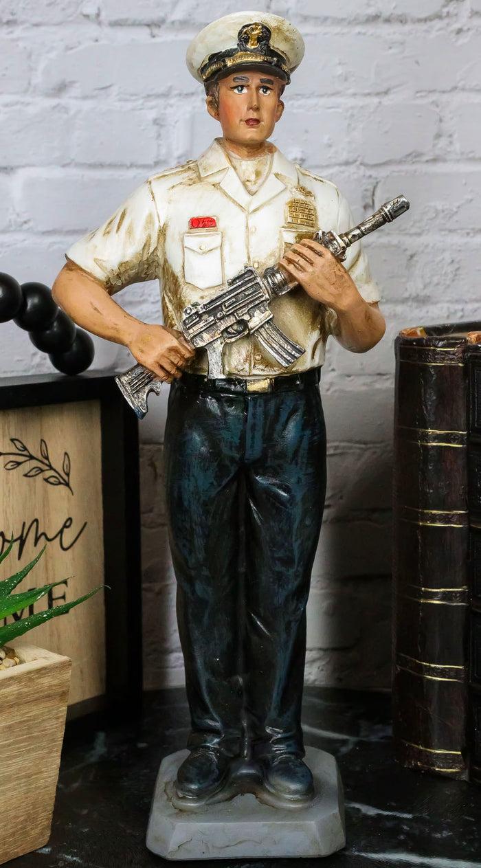 ebros gift Patriotic US Military Modern Navy Sailor in Uniform Carrying A Rifle Figurine