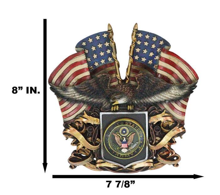Ebros Gift Patriotic US United States Army Eagle Emblem With 2 American Flags Wall Decor