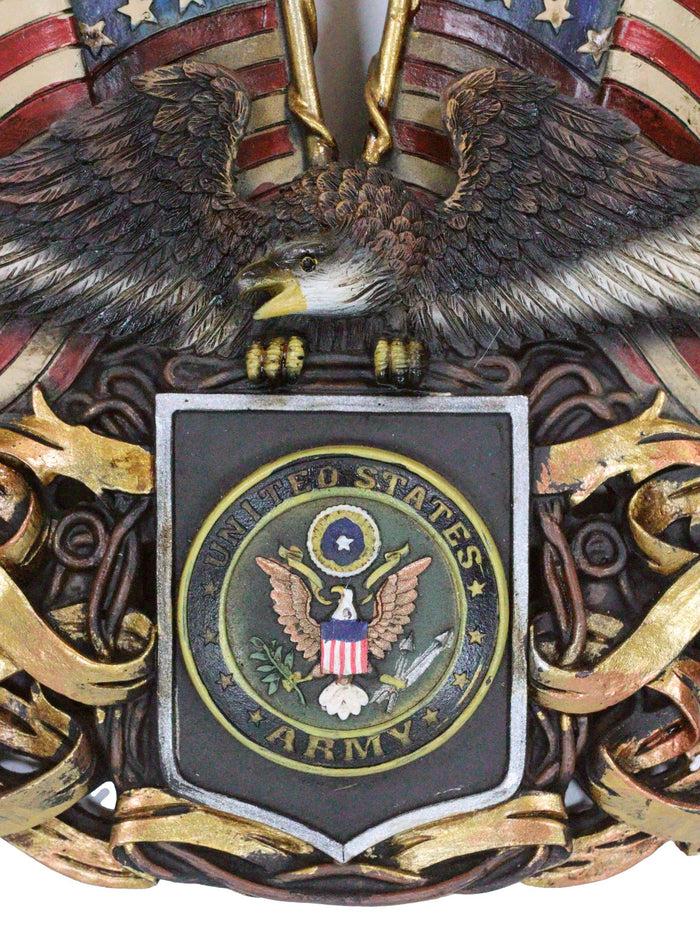 Ebros Gift Patriotic US United States Army Eagle Emblem With 2 American Flags Wall Decor