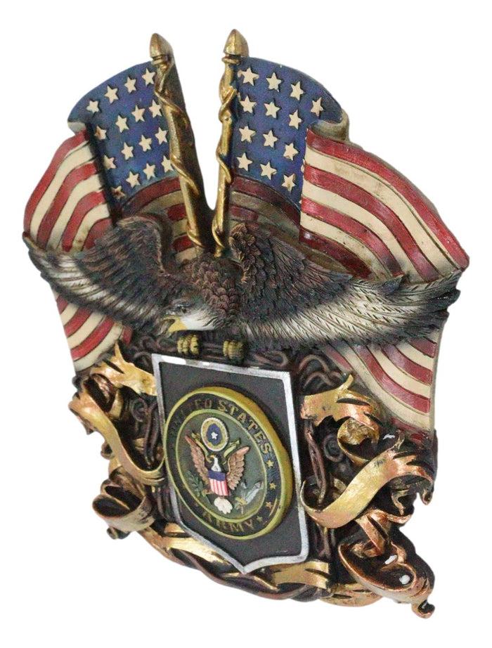 Ebros Gift Patriotic US United States Army Eagle Emblem With 2 American Flags Wall Decor