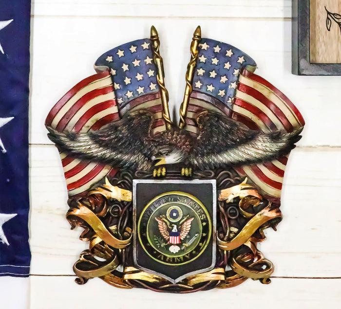 ebros gift Patriotic US United States Army Eagle Emblem With 2 American Flags Wall Decor