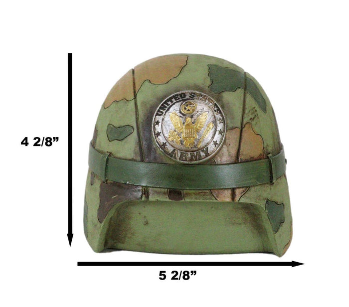 Ebros Gift Patriotic USA Army Military Soldier Camo Helmet Money Coin Savings Piggy Bank