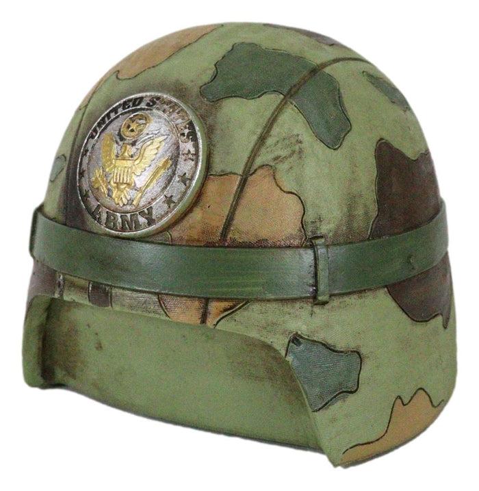 Ebros Gift Patriotic USA Army Military Soldier Camo Helmet Money Coin Savings Piggy Bank