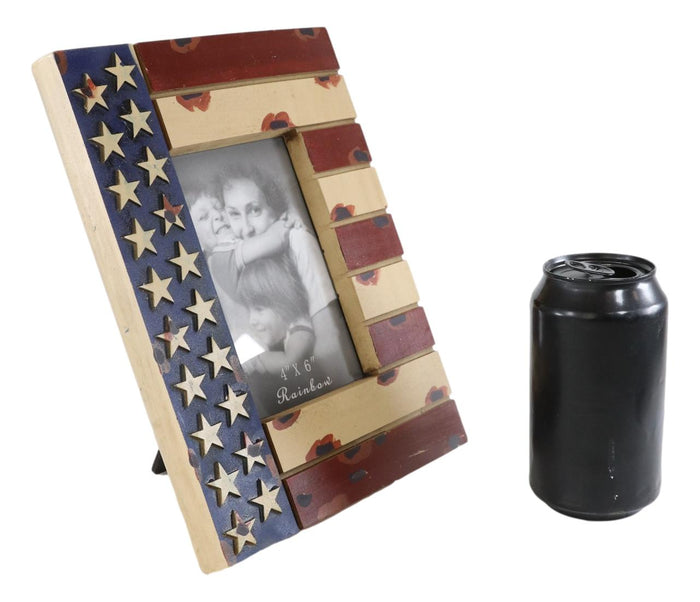 Ebros Gift Patriotic USA Flag Star Spangled Banner Veteran Memorial 4"X6" Picture Frame