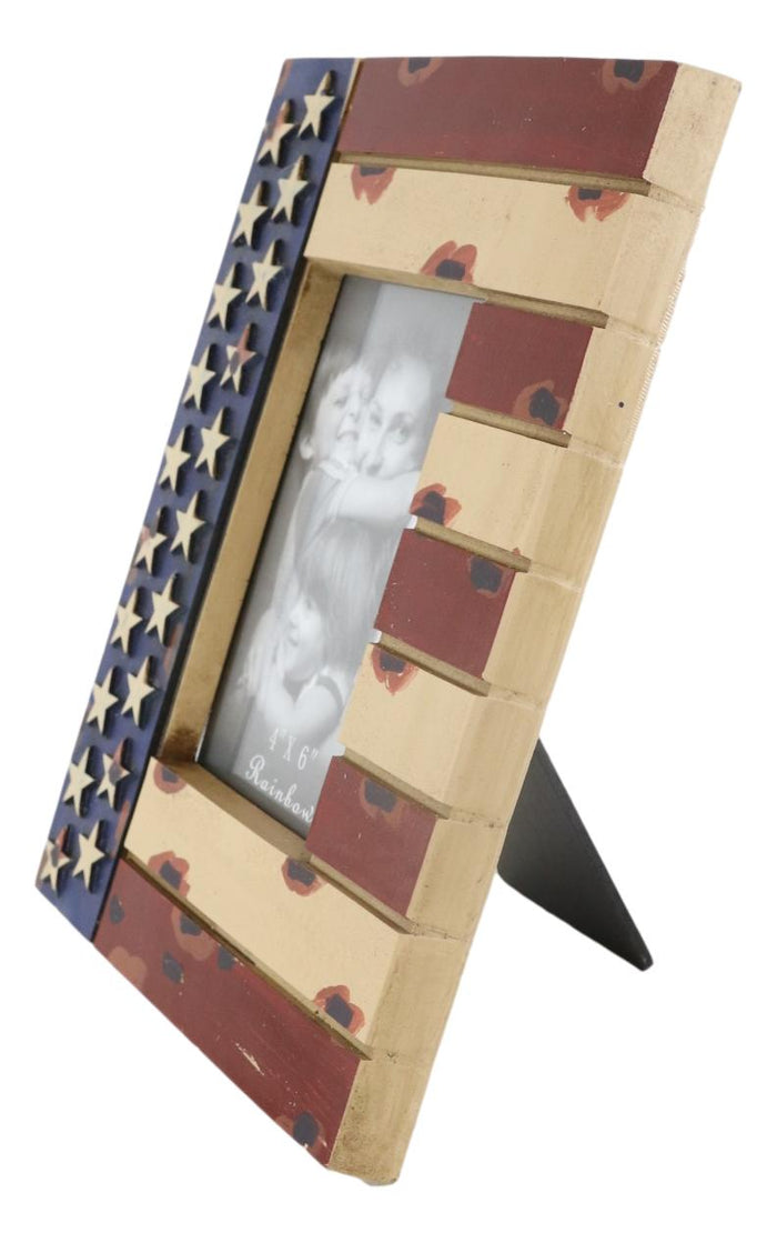 Ebros Gift Patriotic USA Flag Star Spangled Banner Veteran Memorial 4"X6" Picture Frame