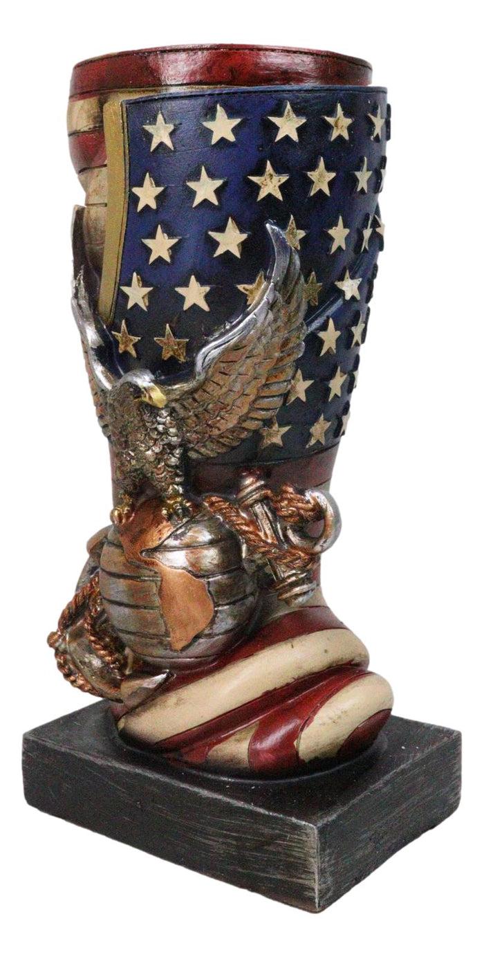 Ebros Gift Patriotic USA Military Bald Eagle With American Flag Globe Flower Vase Planter