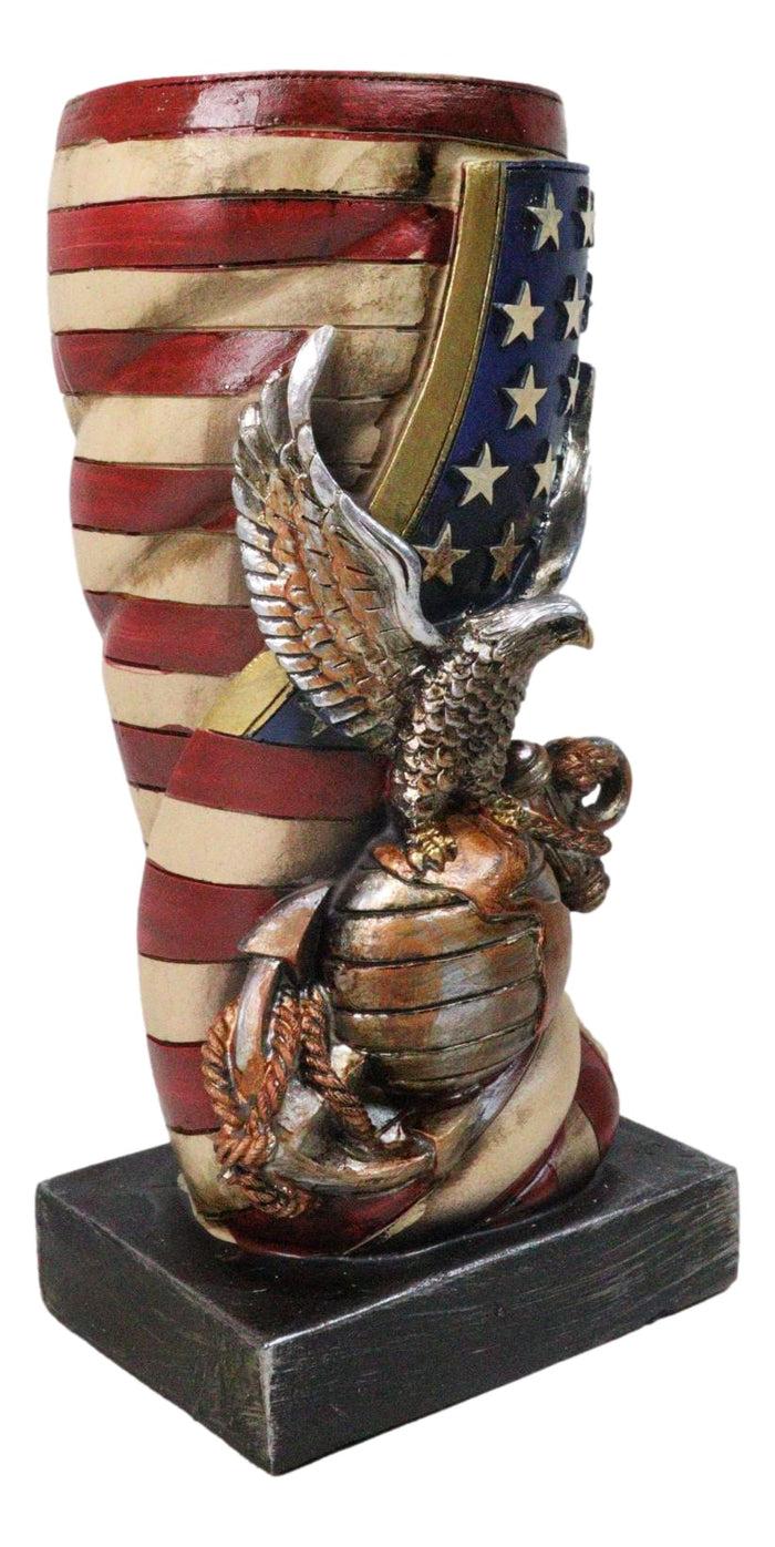 Ebros Gift Patriotic USA Military Bald Eagle With American Flag Globe Flower Vase Planter