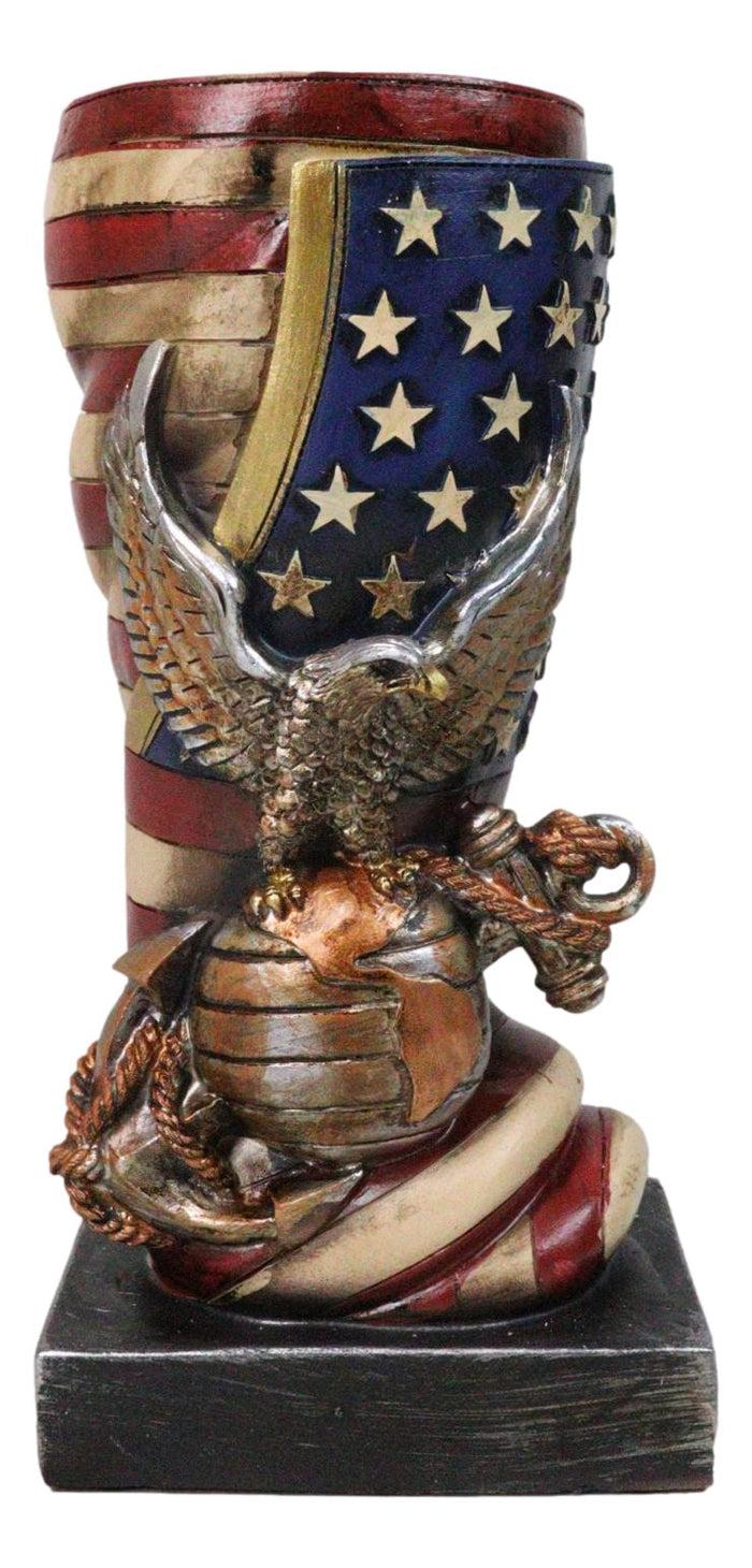 ebros gift Patriotic USA Military Bald Eagle With American Flag Globe Flower Vase Planter