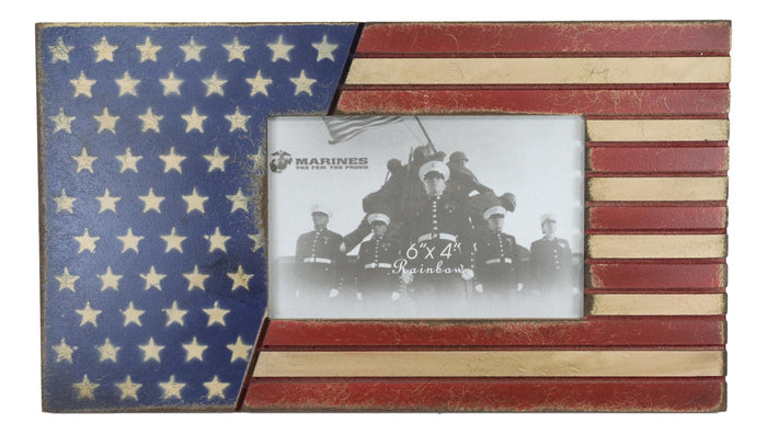 Ebros Gift Patriotic USA Star Spangled Banner American Flag 4"X6" Picture Photo Frame