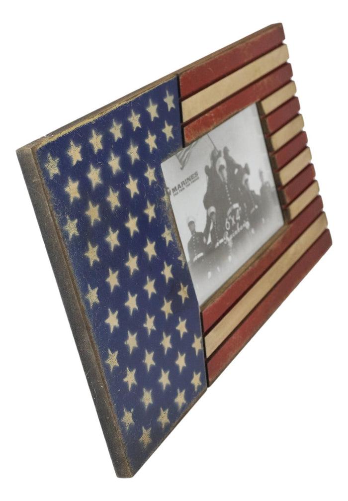 Ebros Gift Patriotic USA Star Spangled Banner American Flag 4"X6" Picture Photo Frame