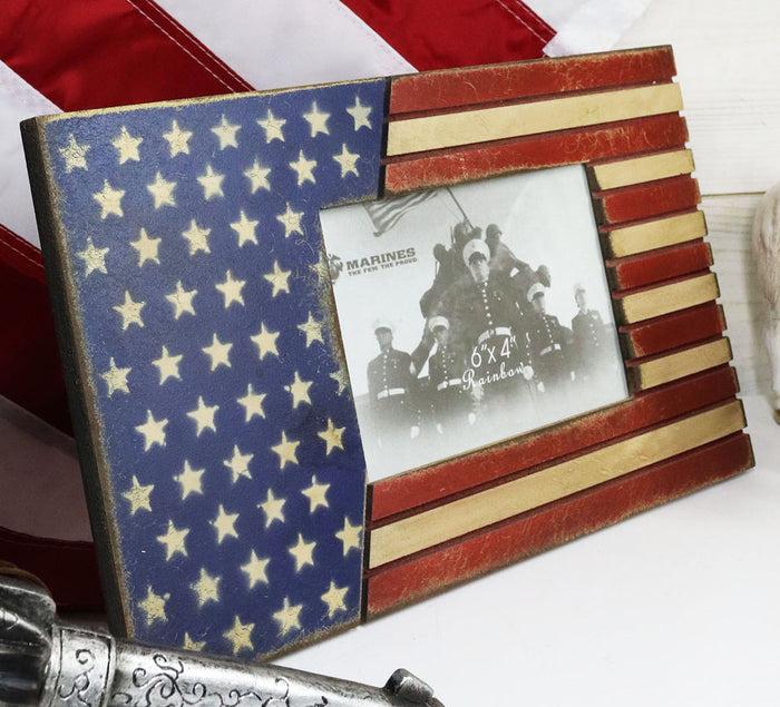 ebros gift Patriotic USA Star Spangled Banner American Flag 4"X6" Picture Photo Frame