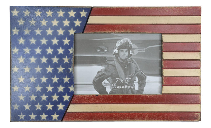Ebros Gift Patriotic USA Star Spangled Banner American Flag 5"X7" Picture Photo Frame