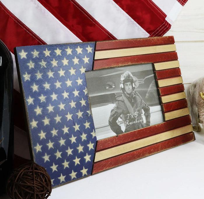 ebros gift Patriotic USA Star Spangled Banner American Flag 5"X7" Picture Photo Frame