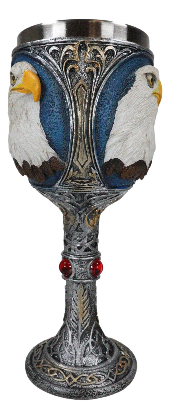 Ebros Gift Patriotic Wildlife Majestic American Bald Eagle Celtic Knot Wine Goblet Chalice
