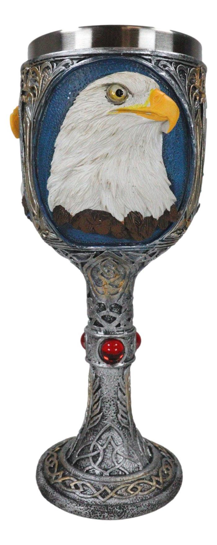 Ebros Gift Patriotic Wildlife Majestic American Bald Eagle Celtic Knot Wine Goblet Chalice