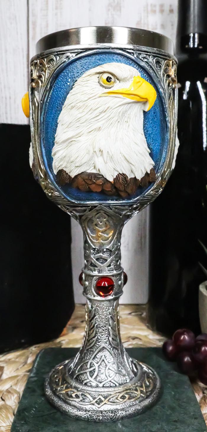 ebros gift Patriotic Wildlife Majestic American Bald Eagle Celtic Knot Wine Goblet Chalice
