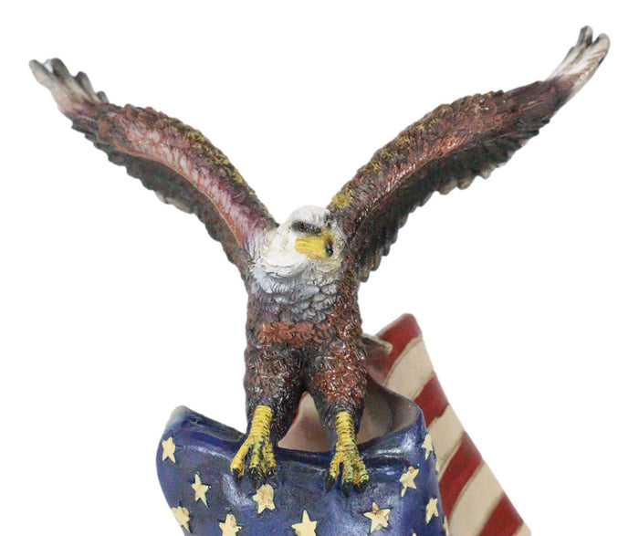 Ebros Gift Patriotic Wings Of Glory Bald Eagle Perching On American Flag Memorial Figurine