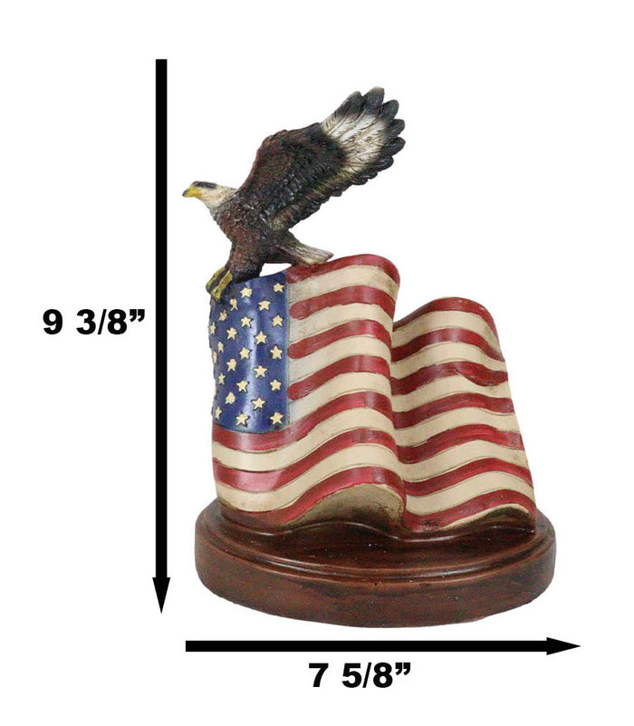Ebros Gift Patriotic Wings Of Glory Bald Eagle Perching On American Flag Memorial Figurine