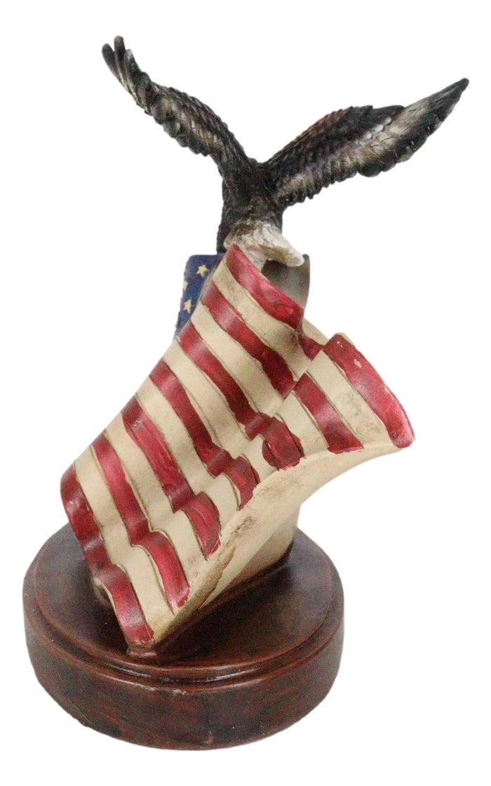 Ebros Gift Patriotic Wings Of Glory Bald Eagle Perching On American Flag Memorial Figurine