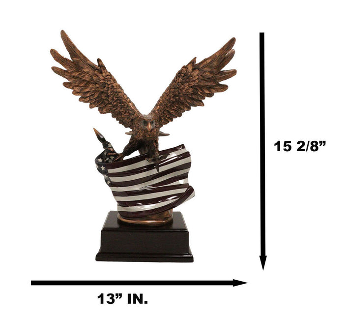 Ebros Gift Patriotic Wings Of Glory Bald Eagle With Old Faithful American Flag Figurine