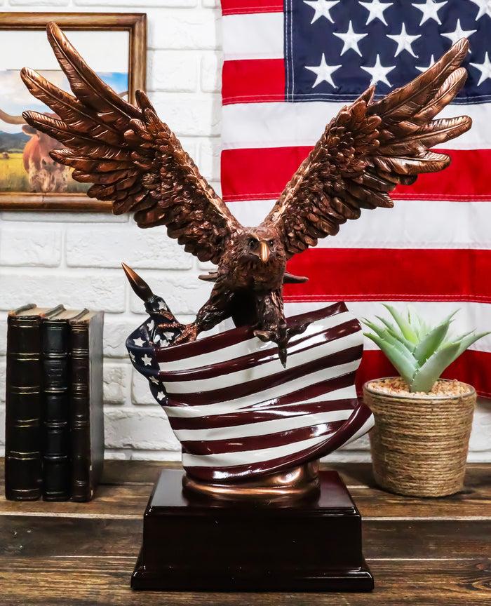 ebros gift Patriotic Wings of Glory Bald Eagle With Old Faithful American Flag Figurine