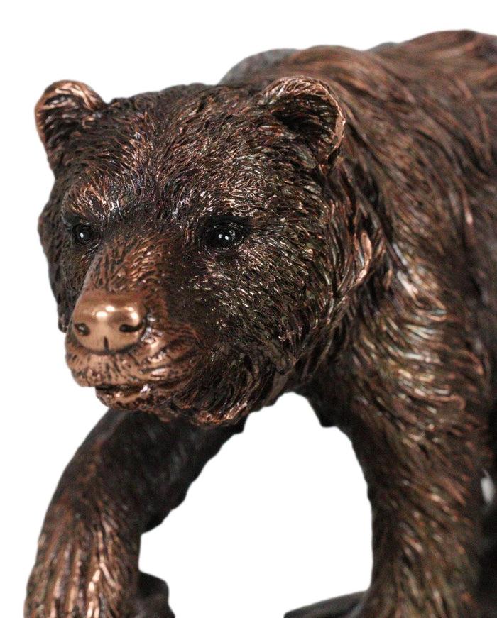 Ebros Gift Pawing Grizzly Bear Statue 6.25"H Bronze Electroplated Resin Wildlife Figurine