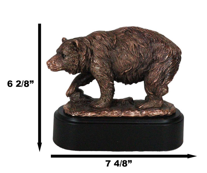 Ebros Gift Pawing Grizzly Bear Statue 6.25"H Bronze Electroplated Resin Wildlife Figurine