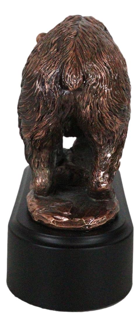 Ebros Gift Pawing Grizzly Bear Statue 6.25"H Bronze Electroplated Resin Wildlife Figurine