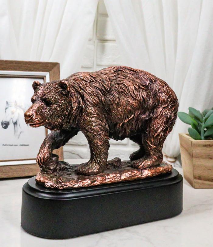 ebros gift Pawing Grizzly Bear Statue 6.25"H Bronze Electroplated Resin Wildlife Figurine