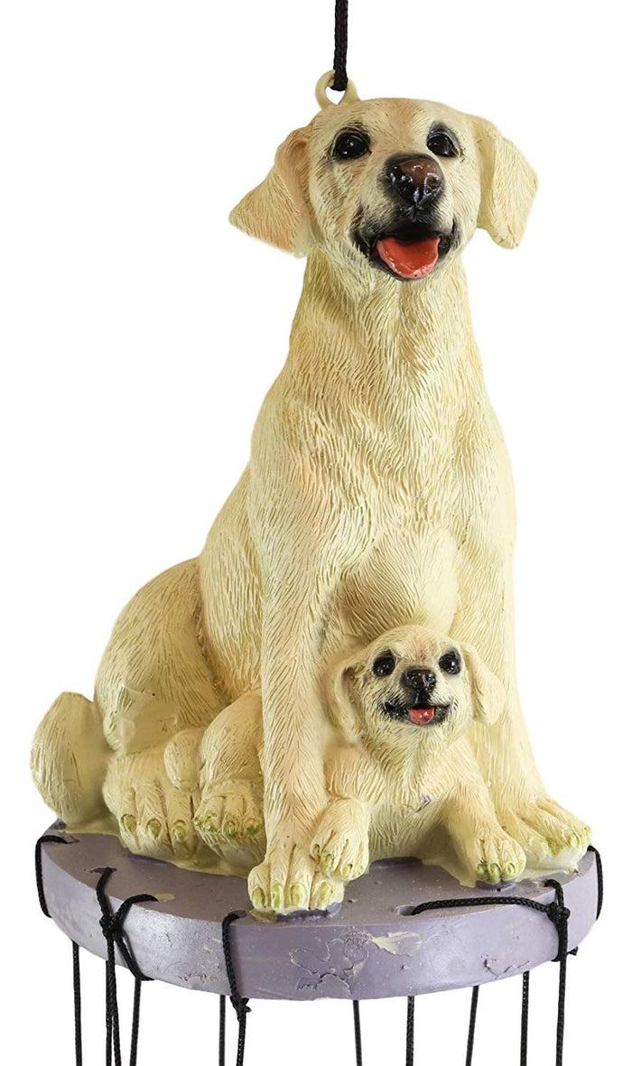 Ebros Gift Pedigree Dogs Golden Retriever Dog With Puppy Figurine Top Resonant Wind Chime