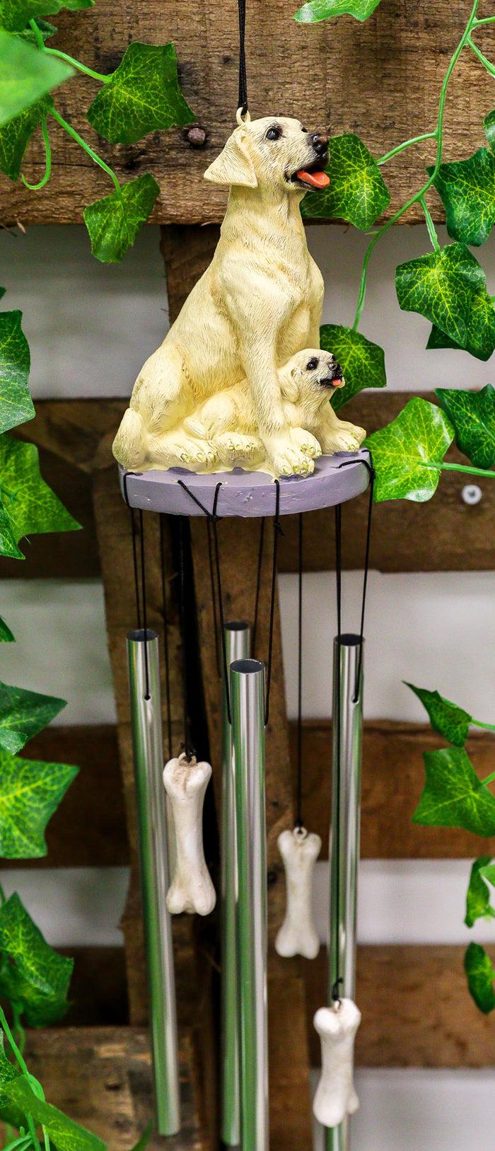 ebros gift Pedigree Dogs Golden Retriever Dog With Puppy Figurine Top Resonant Wind Chime