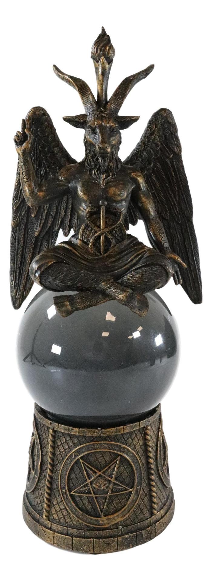 Ebros Gift Pentagram Sigil Sabbatic Goat Baphomet Skull Black Sandstorm Gazing Ball