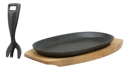 Ebros Gift Personal Sized Cast Iron Sizzling Fajita Skillet Japanese Steak Plate Set W Base