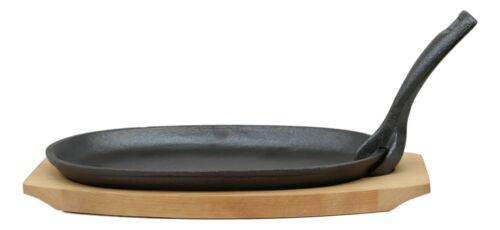 Ebros Gift Personal Sized Cast Iron Sizzling Fajita Skillet Japanese Steak Plate Set W Base